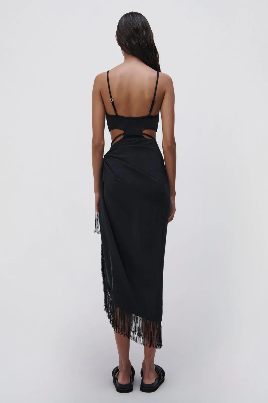 Clemmy Solid Cover-Ups Sarong Skirt - Black