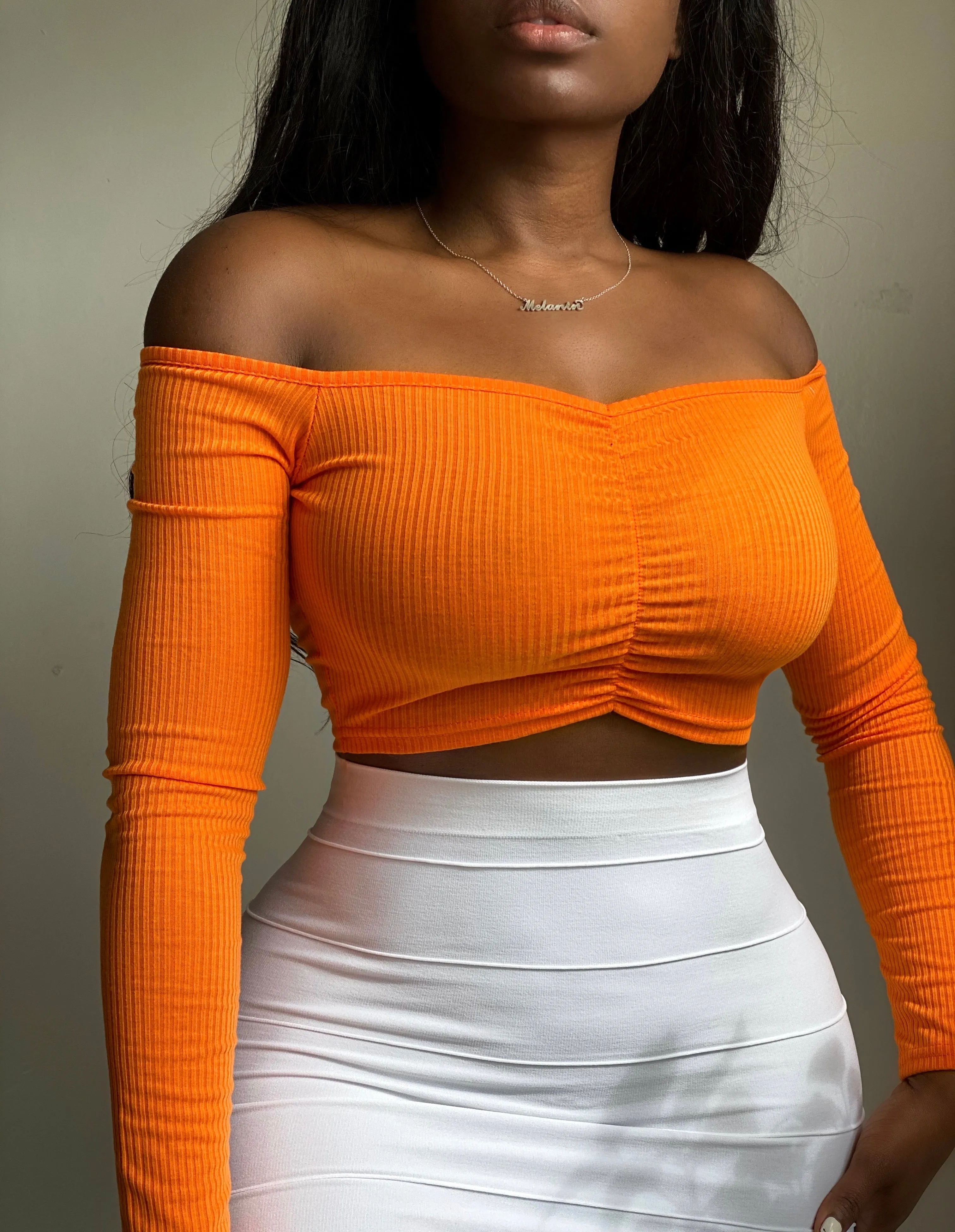 COLOR POP OFF- SHOULDER CROP | TOP (S-XL)