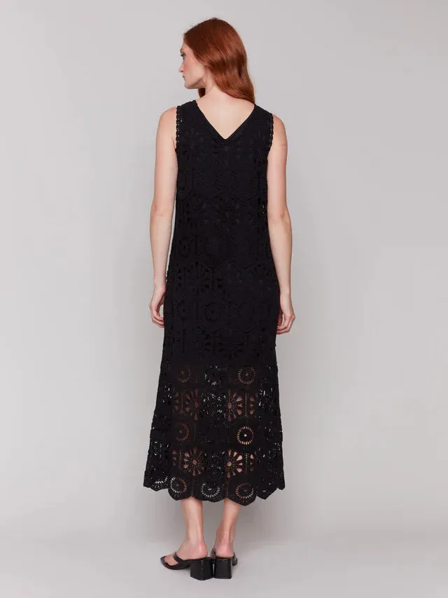 Crochet Maxi Dress-Black