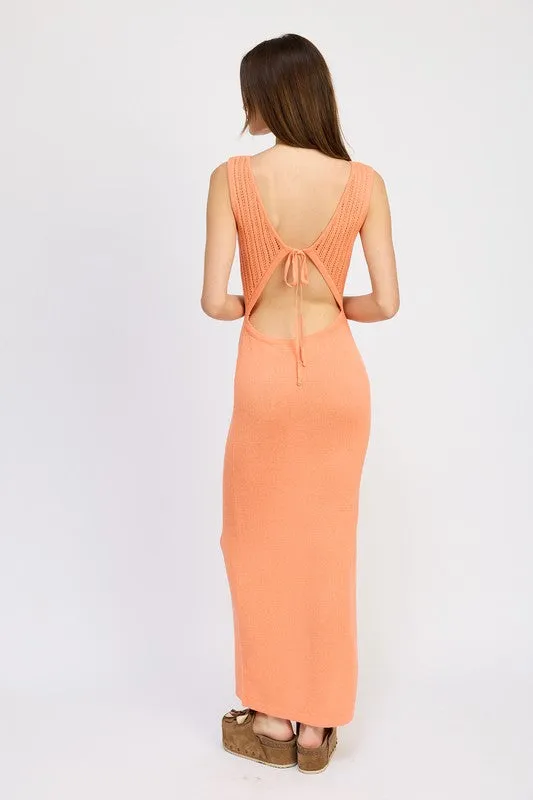 Crochet Maxi Dress with Back Tie Detail