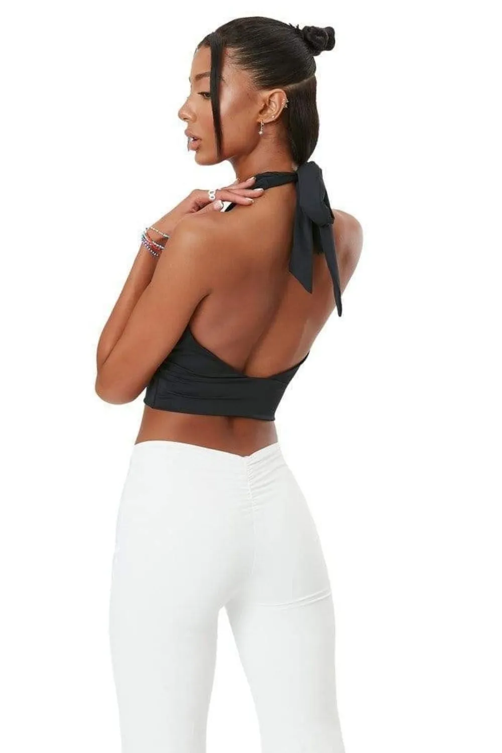Cross Over Backless Black Top