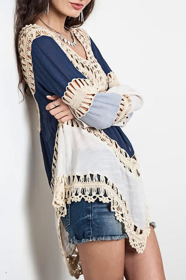 Cutout Beach Blouse (Fit 99 To 154lbs)