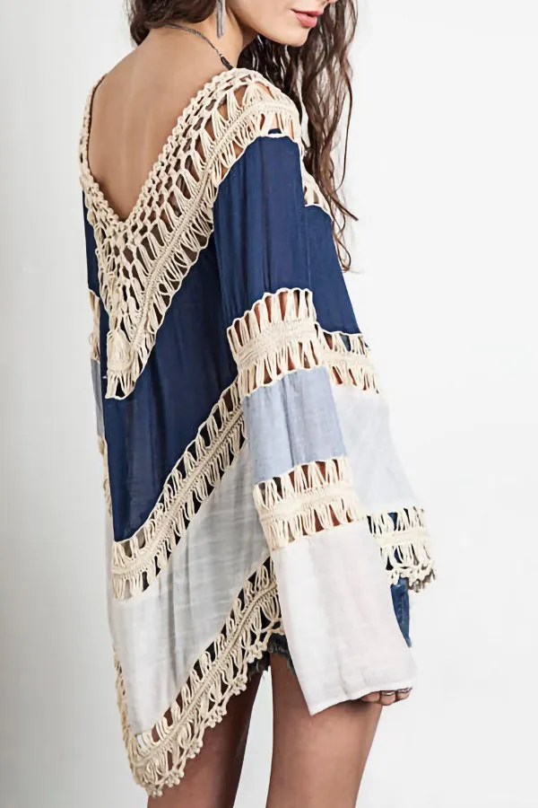 Cutout Beach Blouse (Fit 99 To 154lbs)