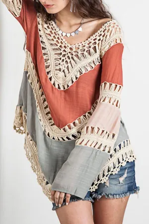 Cutout Beach Blouse (Fit 99 To 154lbs)