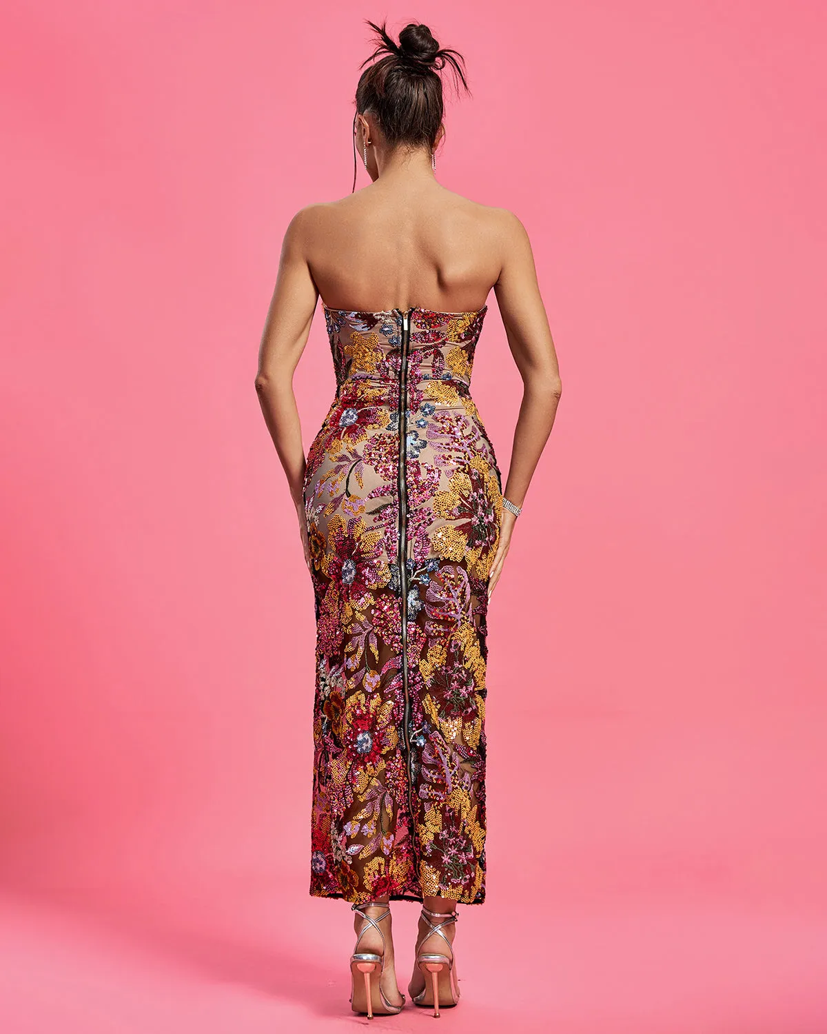 Dahlia Floral Sequins Maxi Dress