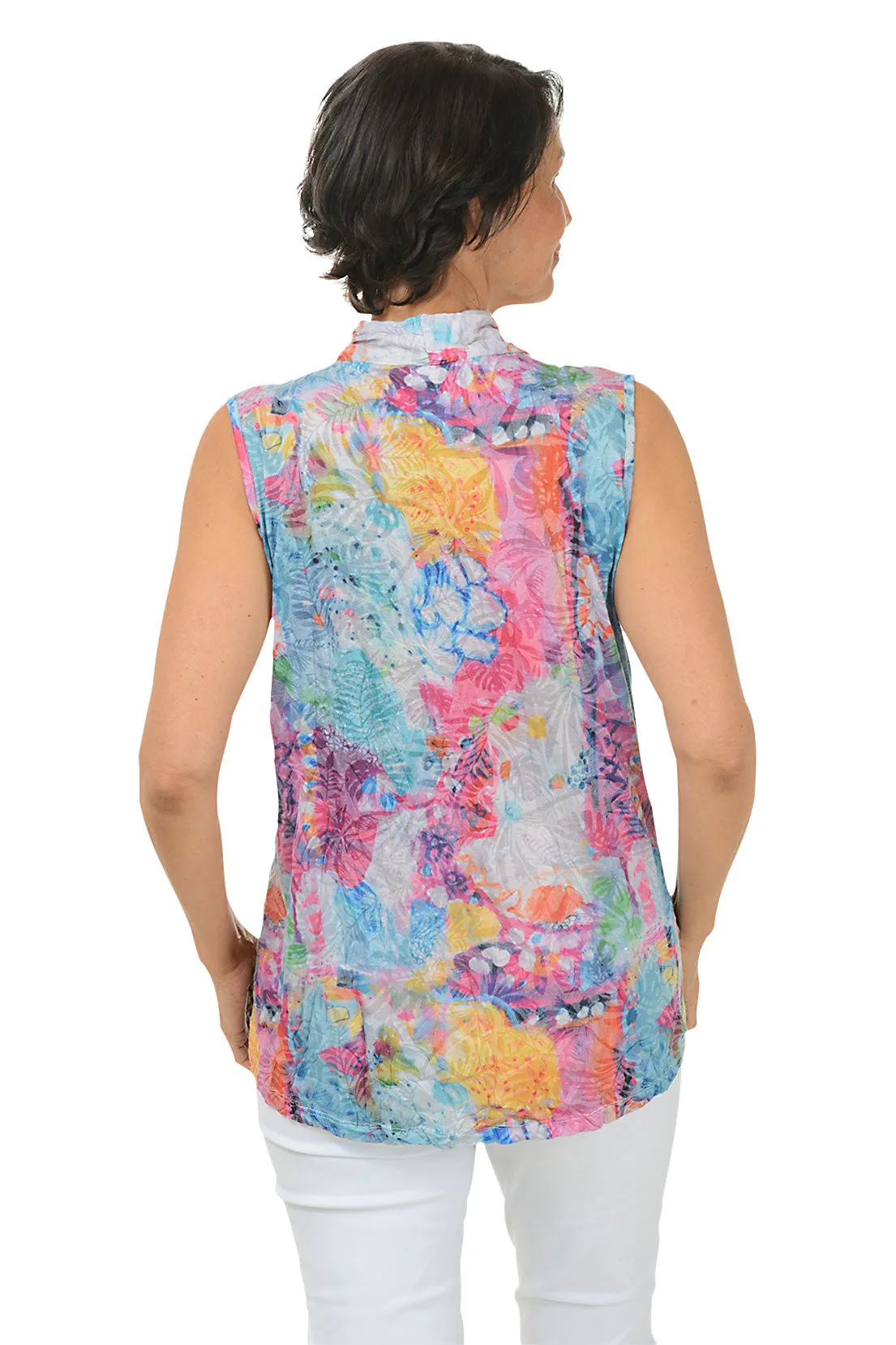 Daydream Crinkle Pleated Front Sleeveless Top