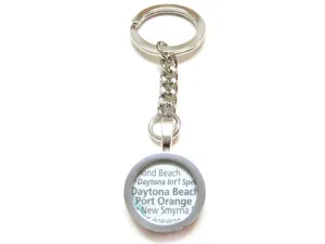 Daytona Beach Florida Map Pendant Keychain