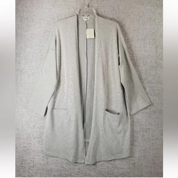 DONNI Sandwash Tan and White Stripe Cardigan Robe Size Large Tall NWT