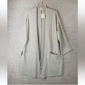 DONNI Sandwash Tan and White Stripe Cardigan Robe Size Large Tall NWT
