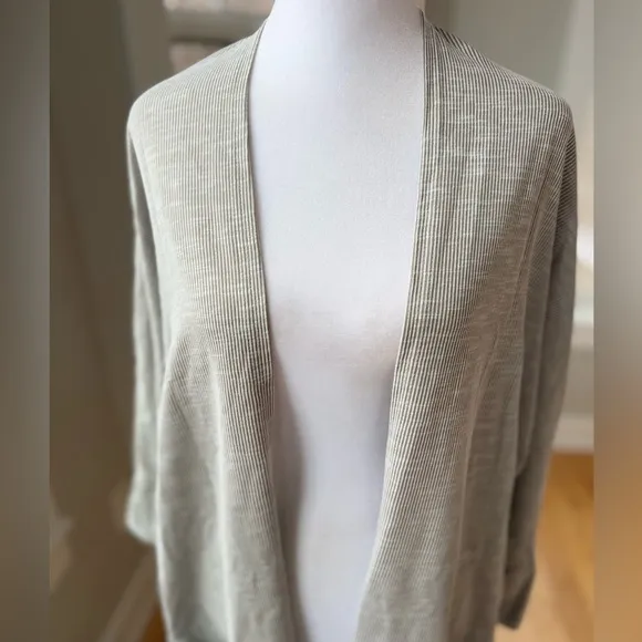 DONNI Sandwash Tan and White Stripe Cardigan Robe Size Large Tall NWT