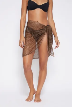 Doris Crystal Mesh Cover-Ups Sarong Mini Skirt - Caraway