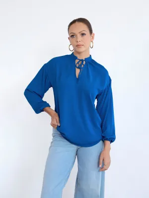 Dropped Shoulder Detailed Tie Up Top