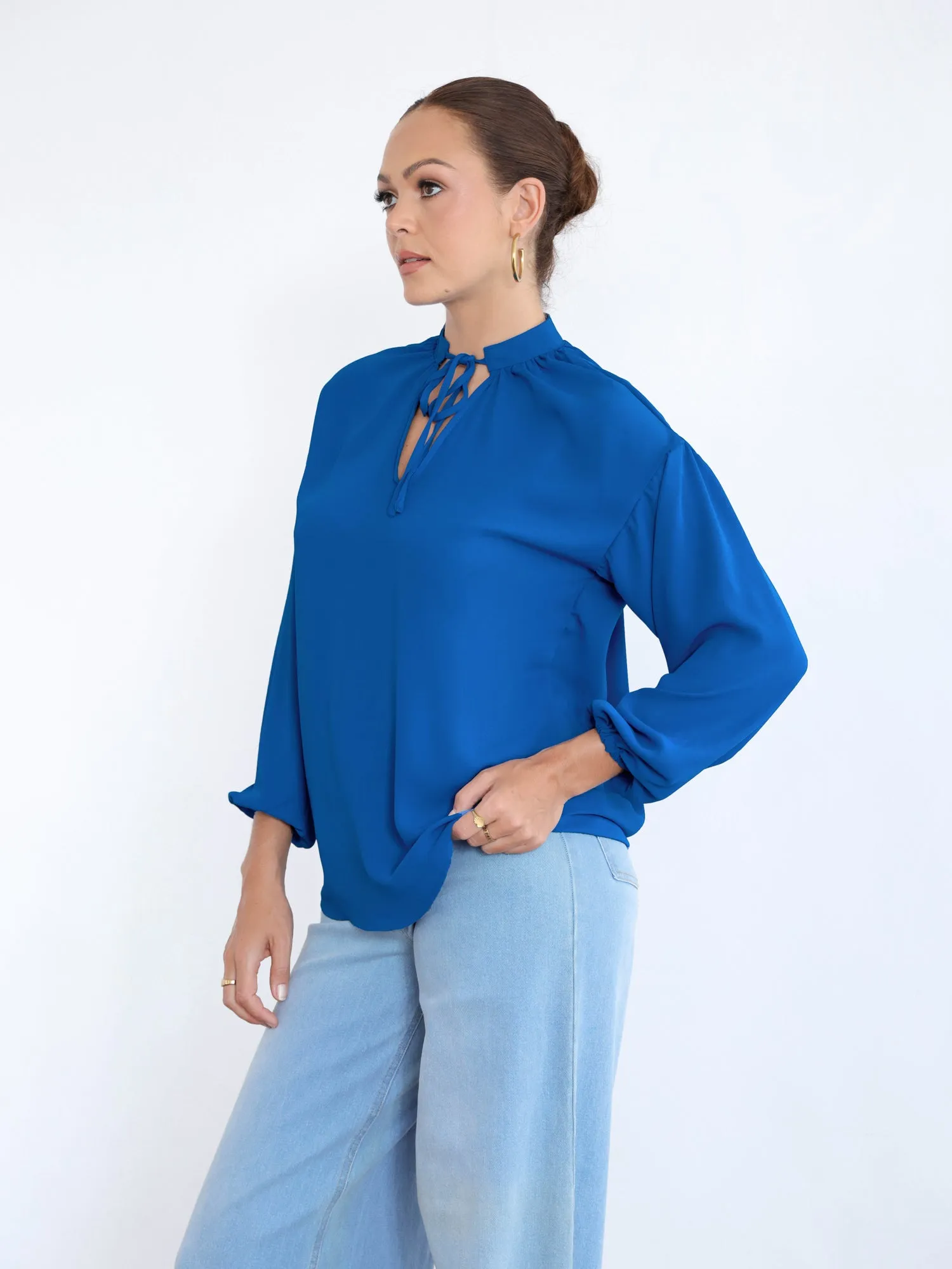 Dropped Shoulder Detailed Tie Up Top
