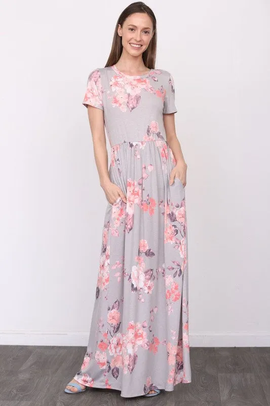 EG fashion PLUS Short Sleeve Floral Maxi Dress