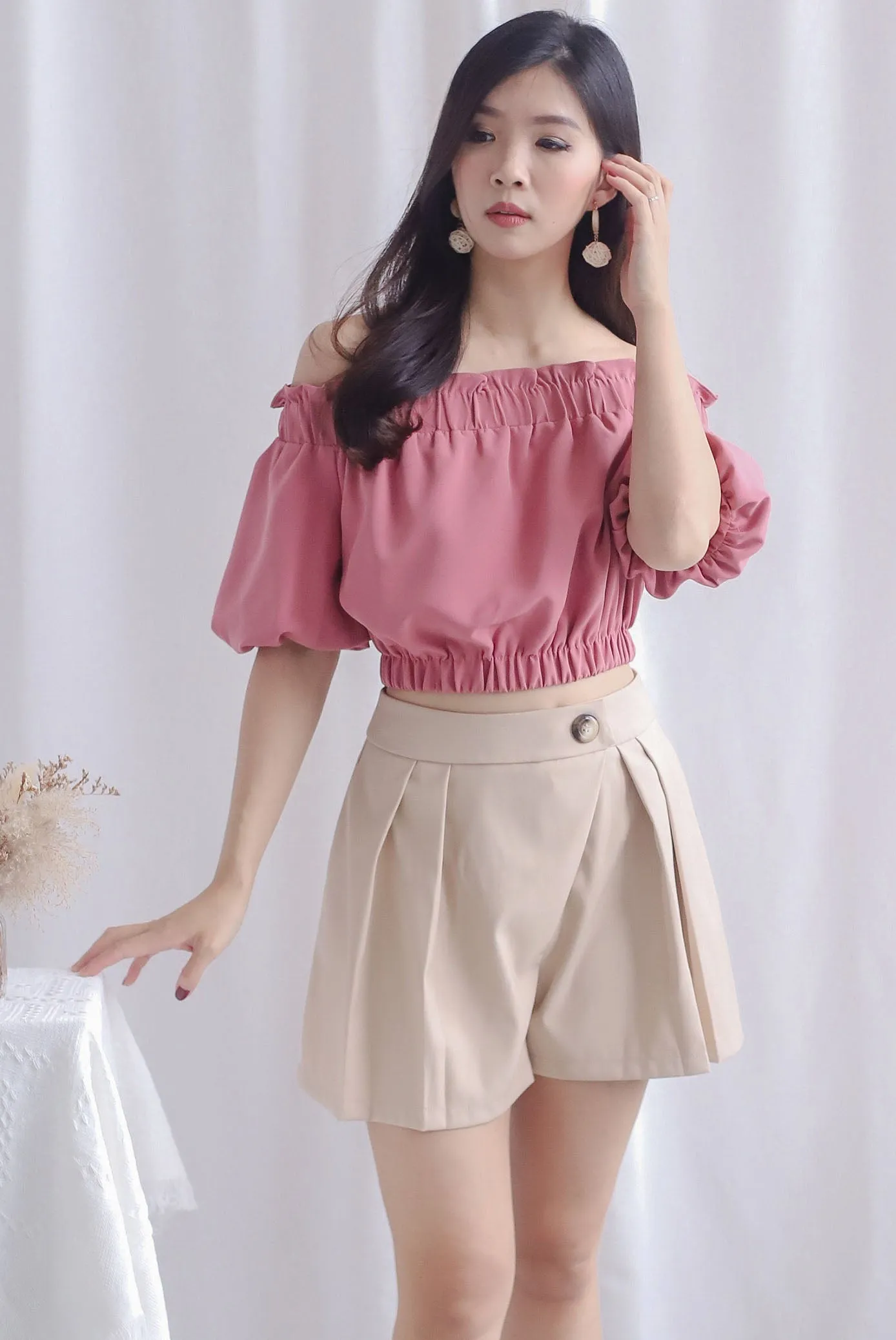 Eliot Off Shoulder Top In Tea Rose