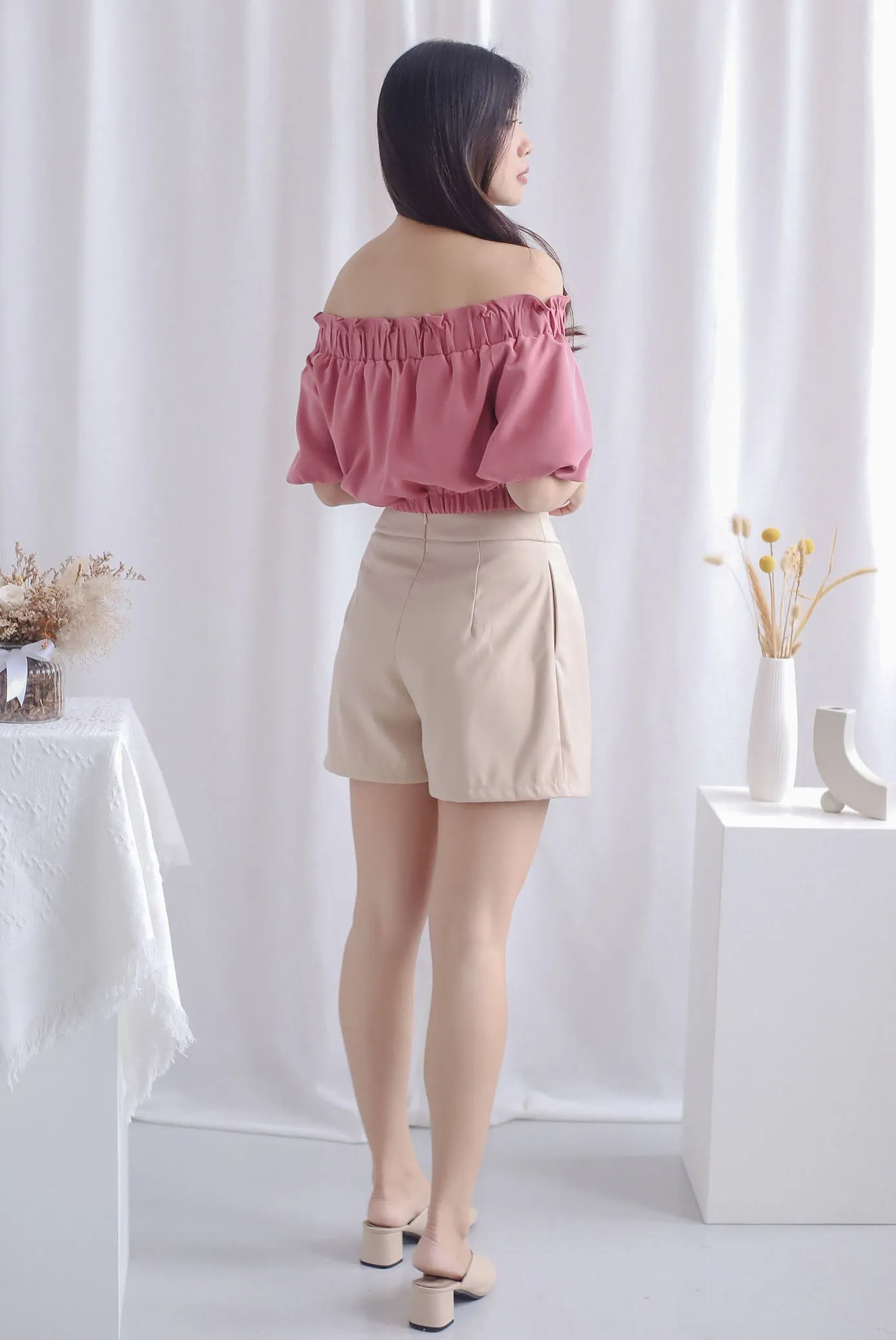 Eliot Off Shoulder Top In Tea Rose