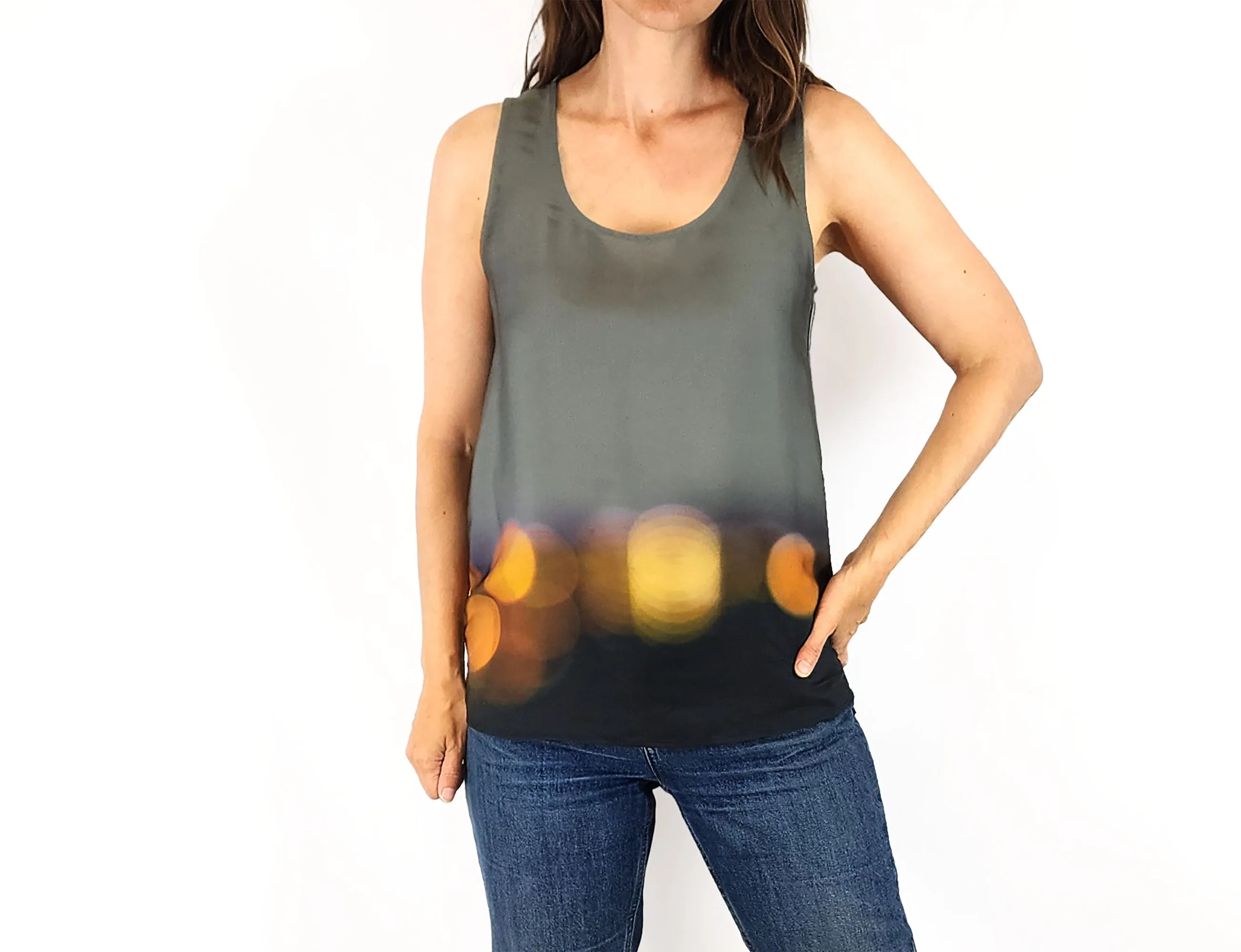 Elk green silky feel top size XS (note: small pull)