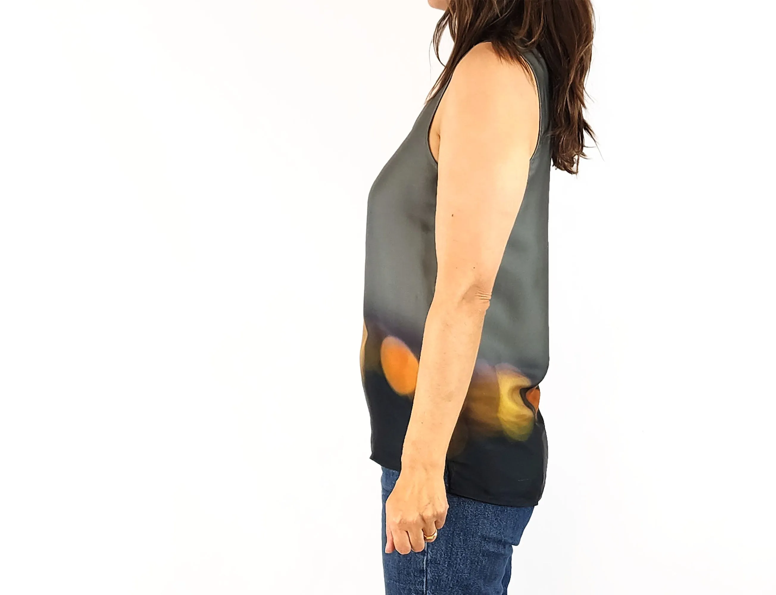 Elk green silky feel top size XS (note: small pull)