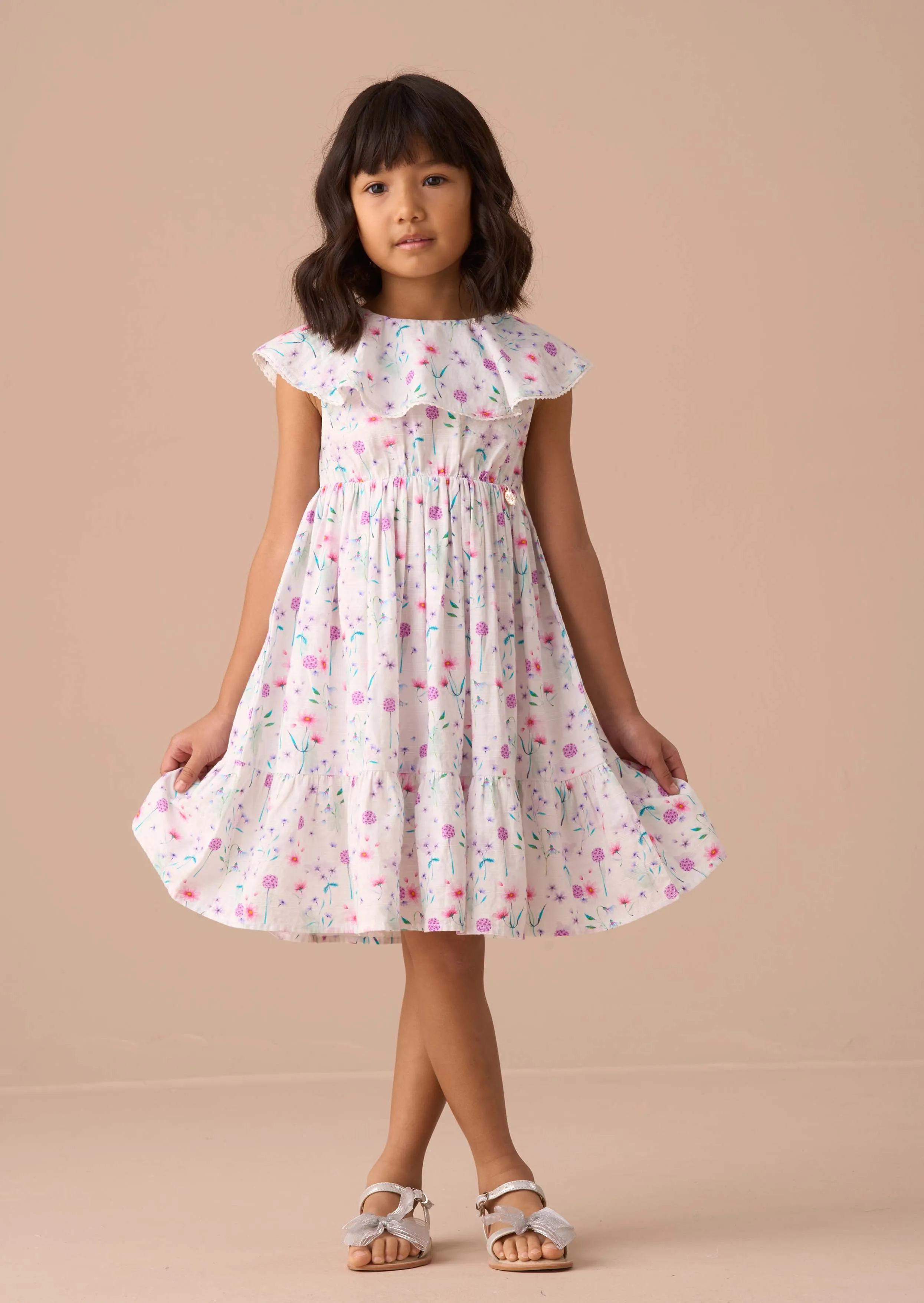 Eloisa White Floral Collar Sundress