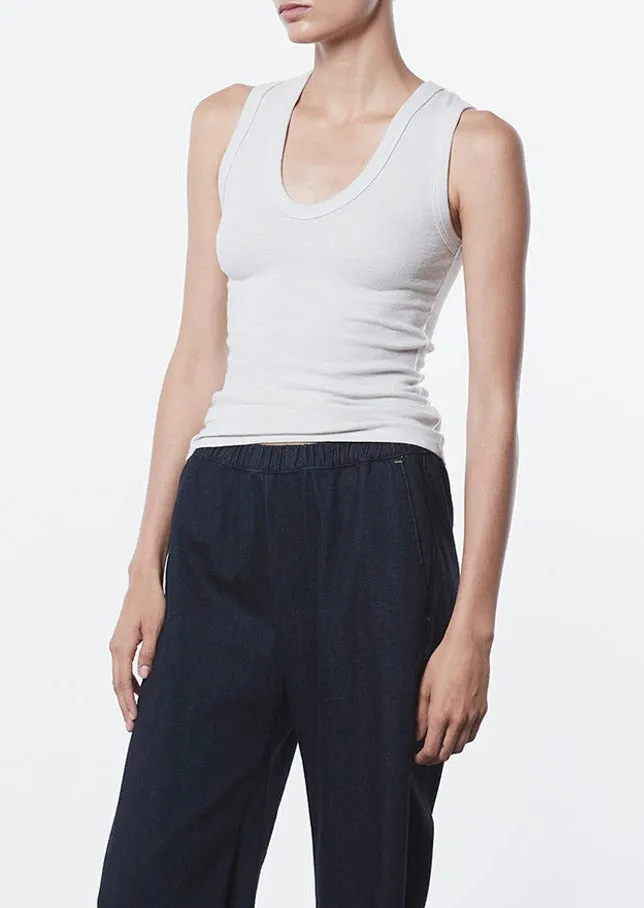 Enza Costa Textured Rib Sleeveless U Tank