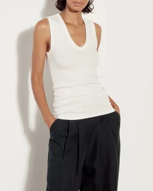 Enza Costa Textured Rib Sleeveless U Tank