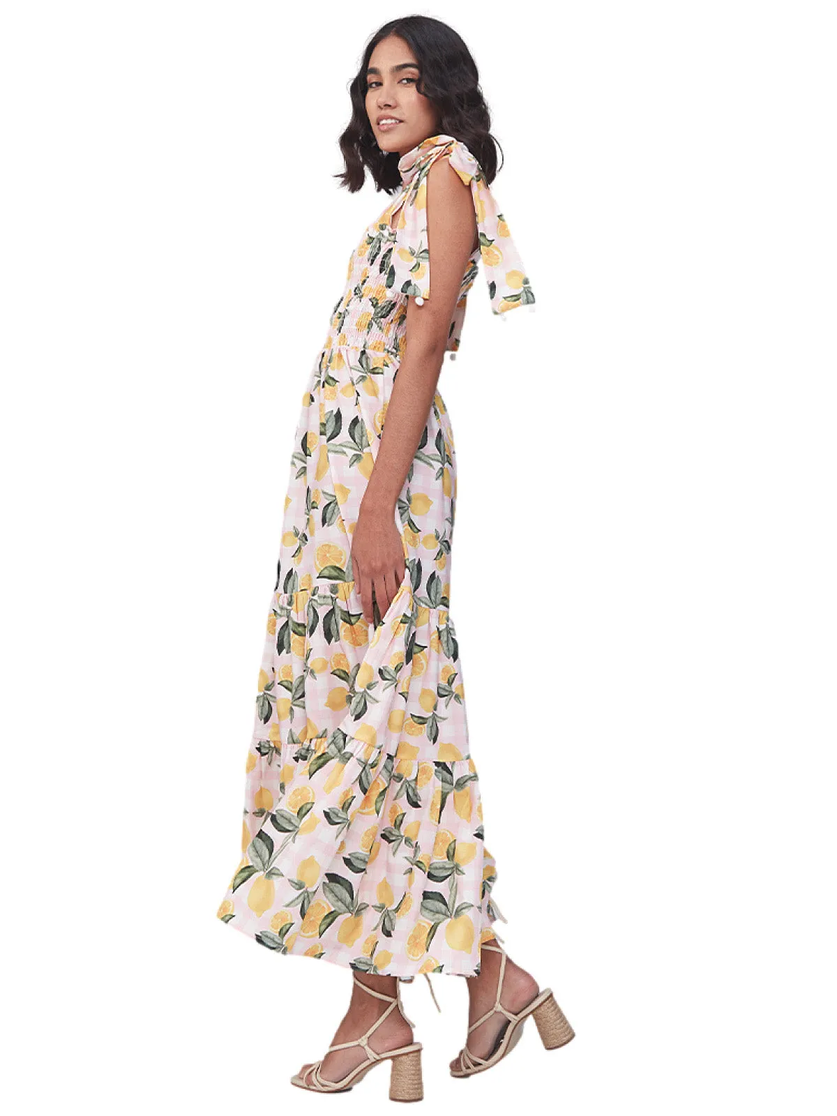Evita Lemon Vichy Dress ::RET