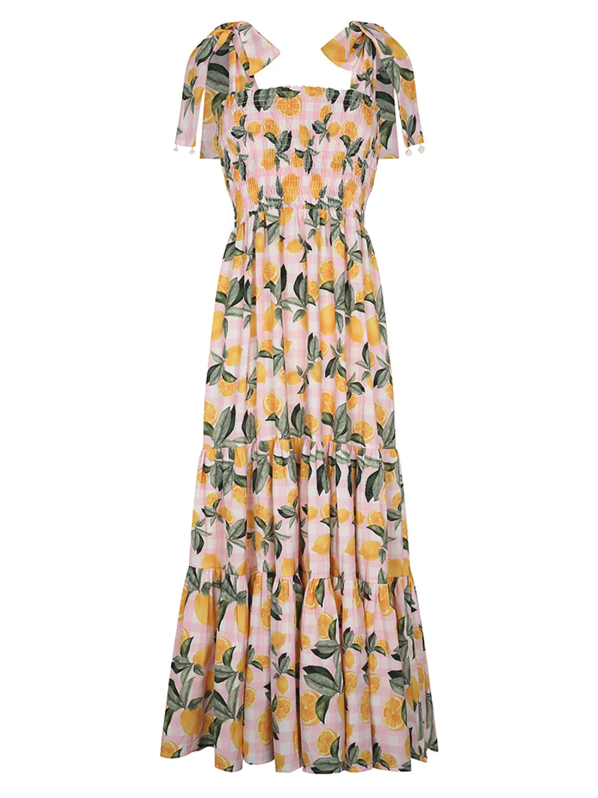Evita Lemon Vichy Dress ::RET