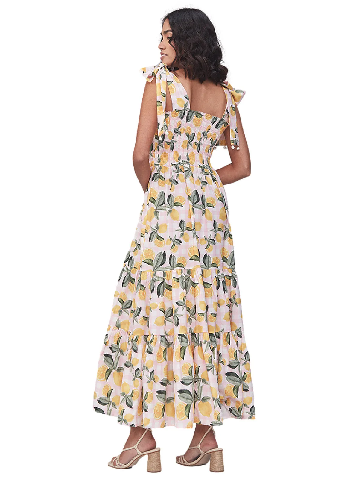 Evita Lemon Vichy Dress ::RET