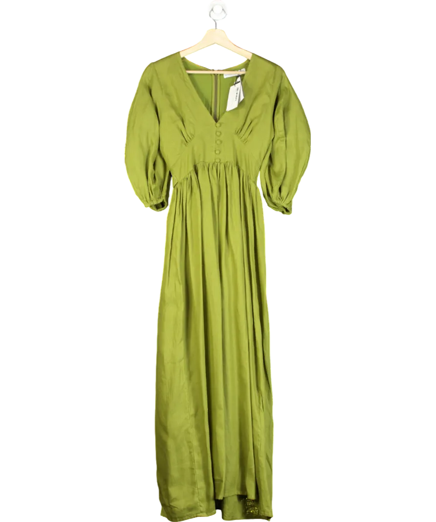 Faithful The Brand Green Clemente Linen Maxi Dress UK XS