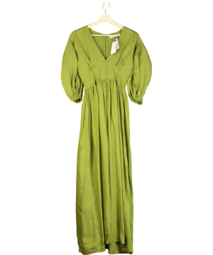 Faithful The Brand Green Clemente Linen Maxi Dress UK XS