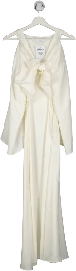 Fete Imperiale Cream Knot Front Maxi Dress With Cut Out Detail UK S