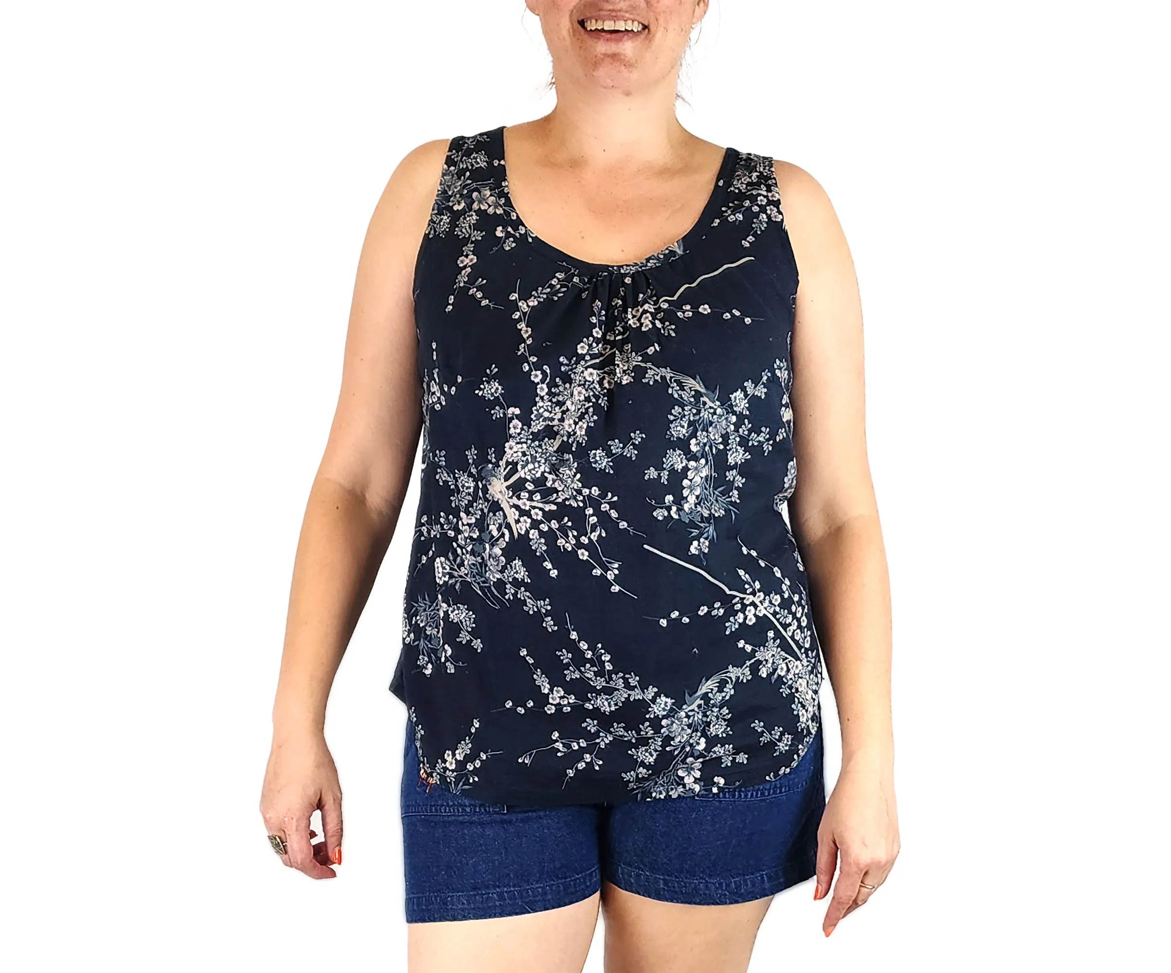 Finki navy floral print top size 16