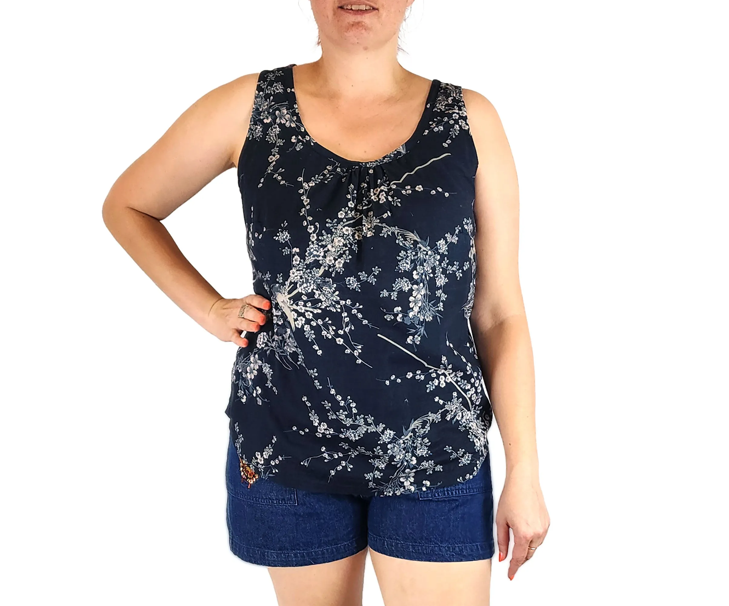 Finki navy floral print top size 16