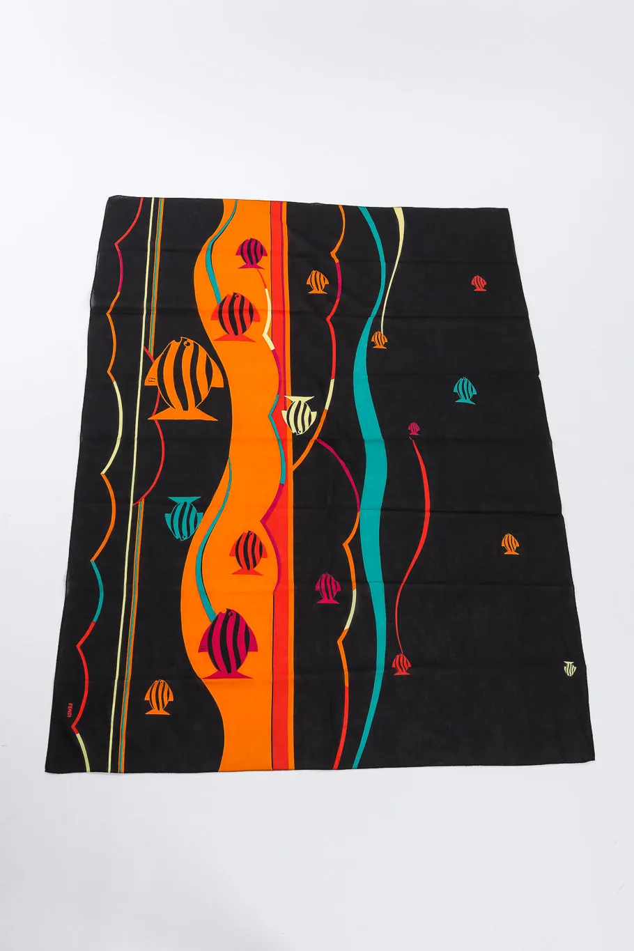 Fish Motif Cotton Scarf