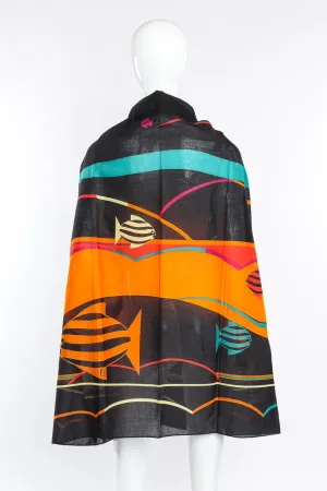 Fish Motif Cotton Scarf
