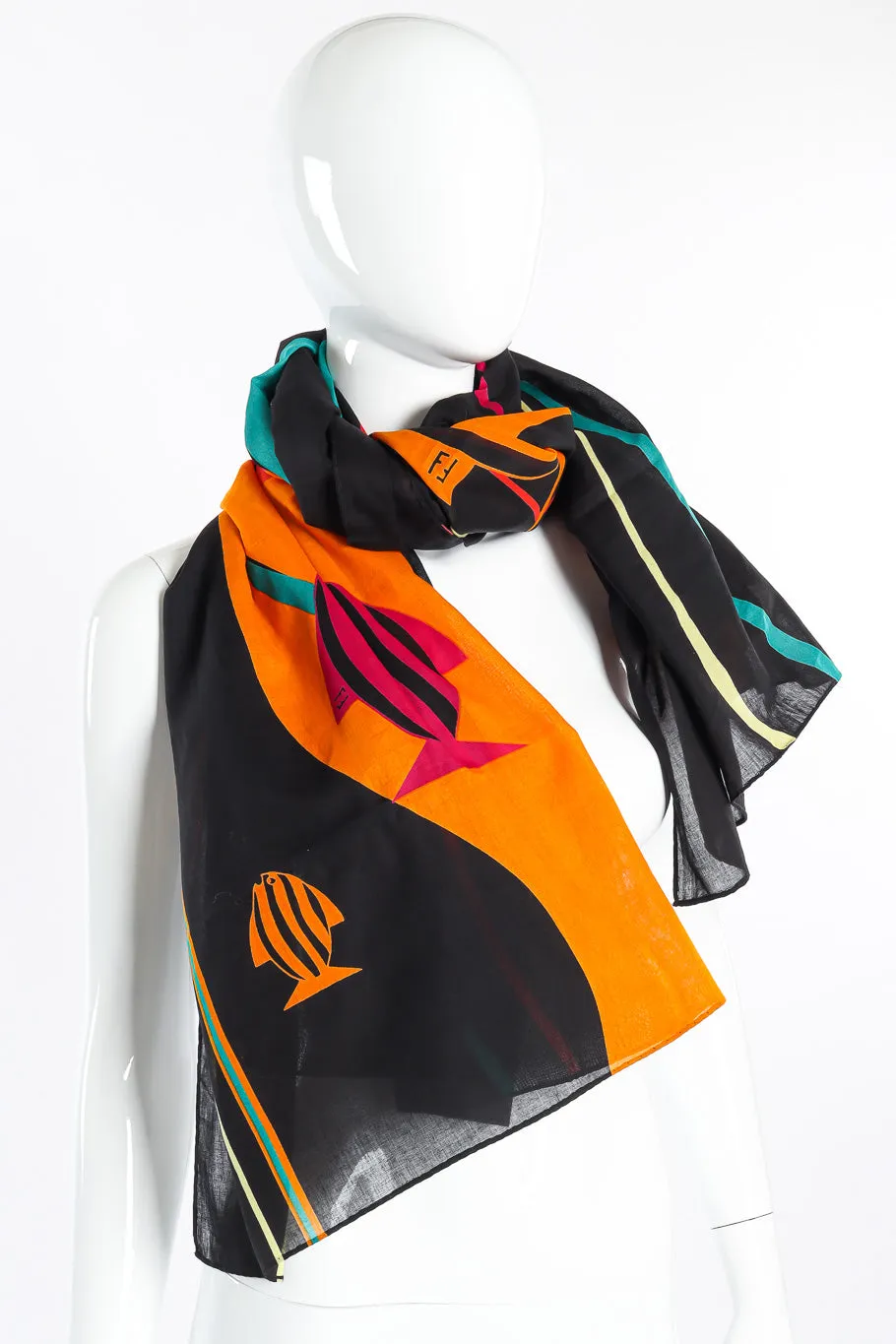 Fish Motif Cotton Scarf