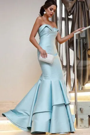 Floor Length Strapless Mermaid Evening Sexy Unique Long Prom Dress