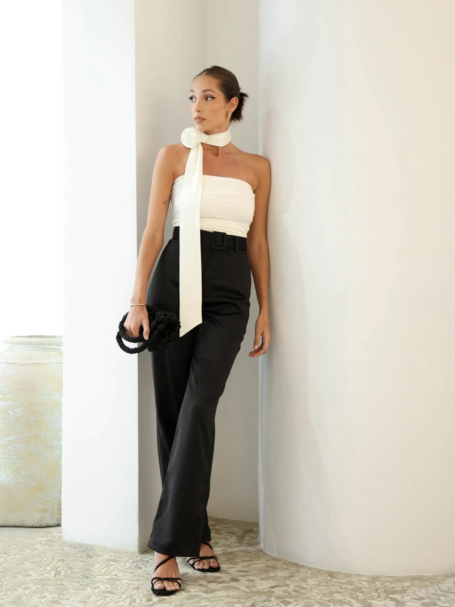 Flower Detail Ruch Tube Top