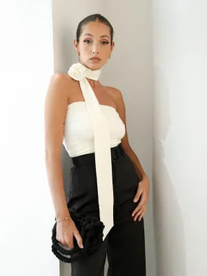 Flower Detail Ruch Tube Top