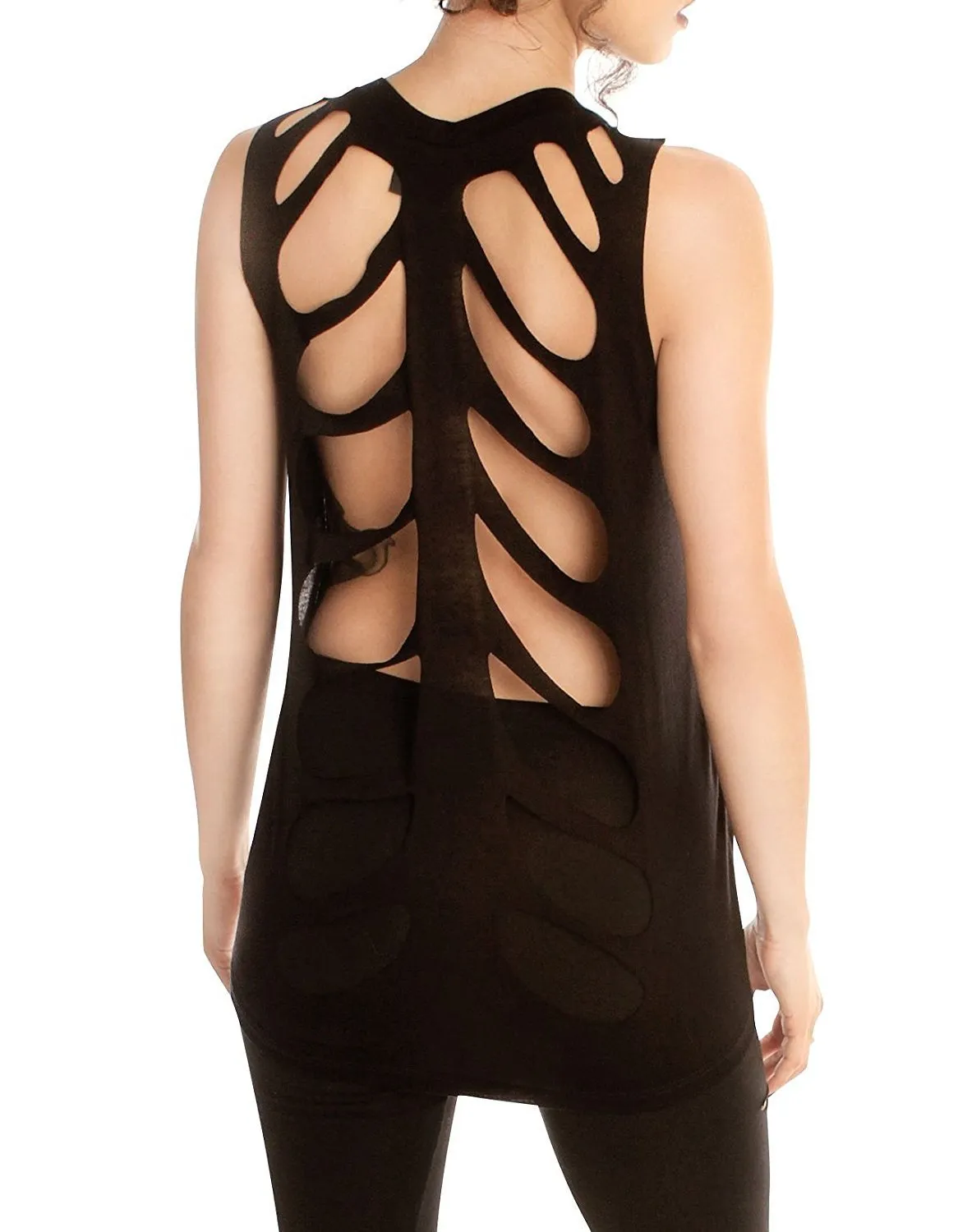Folter Black Tank Top Gothic Valkyrie Shirt with Back Cut Outs