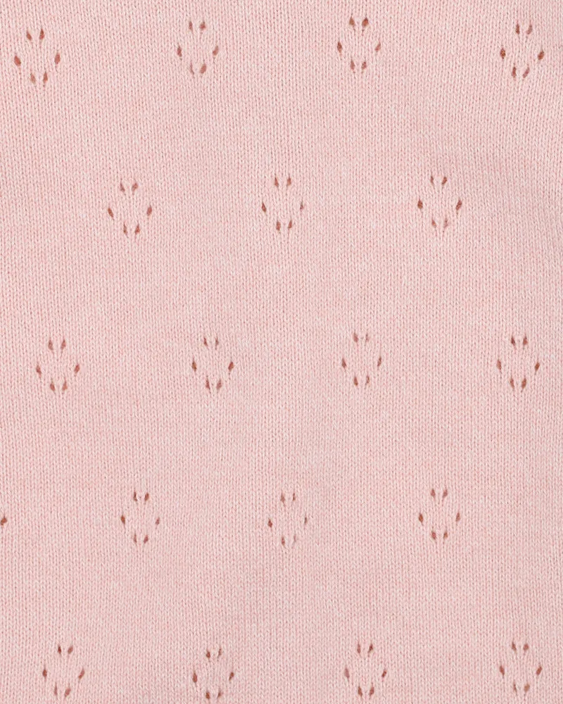 FOX & FINCH PINK FRILL POINTELLE CARDIGAN