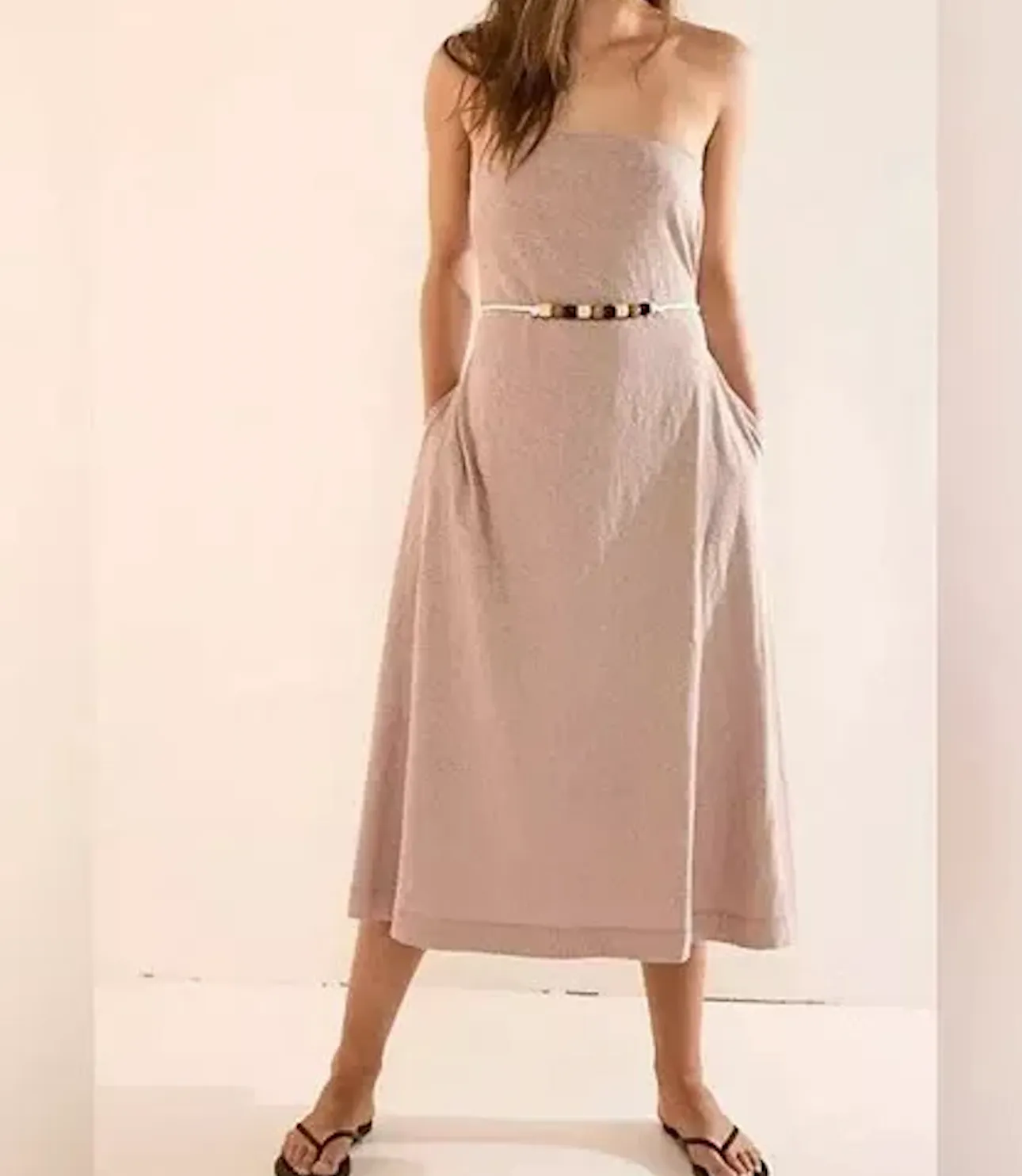 Free People Beige Beach Peyton Maxi Dress UK XS