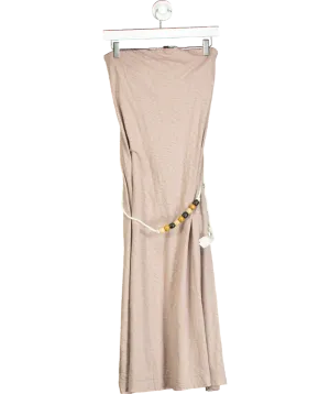 Free People Beige Beach Peyton Maxi Dress UK XS