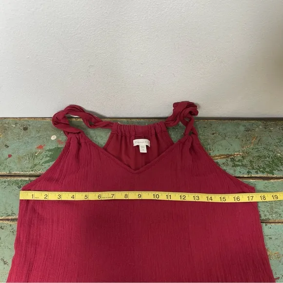 GARNET GILL Burgundy Braided Cotton Gauze Long Cover Up Maxi Dress Size M