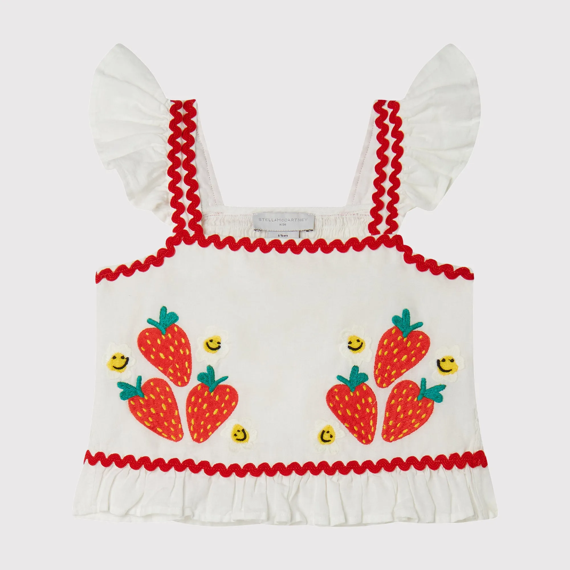 GIRL SLEEVELESS TOP WITH STARWBERRY FLOWER PRINT
