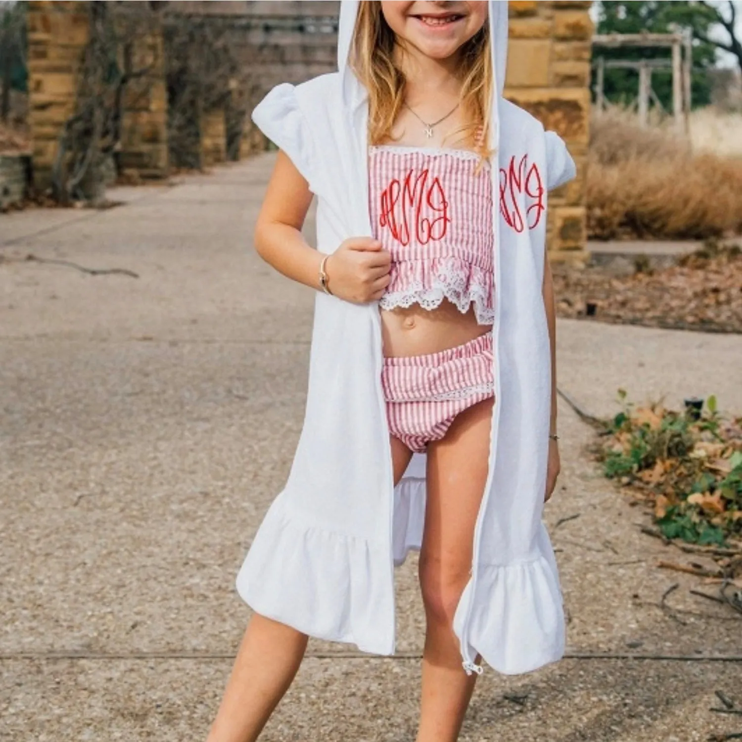 Girls Terry Cover Up - White