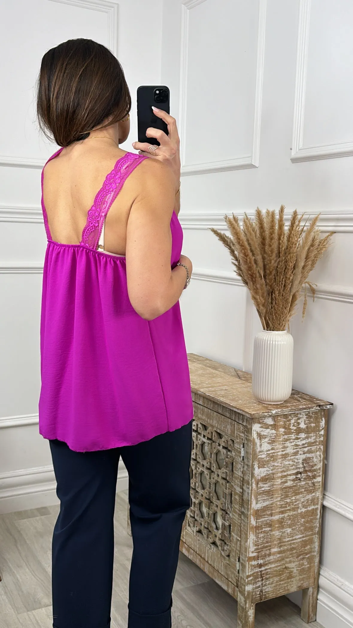 Golda Magenta Lace Trim Cami