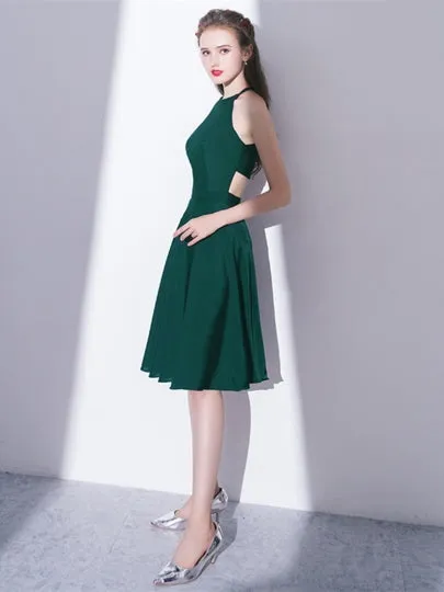 Green Halter Knee-Length Homecoming Dress