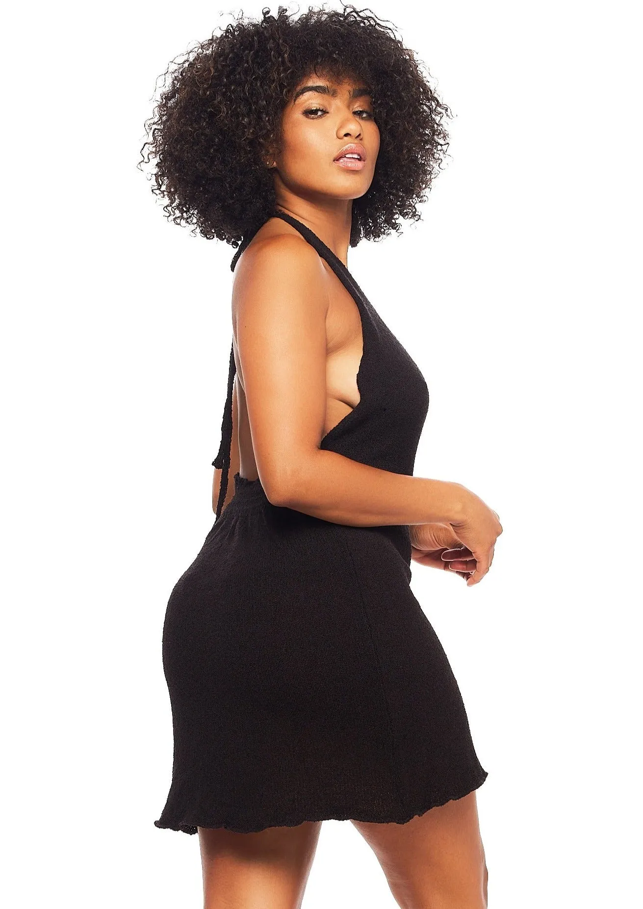 Halter Mini Dress - Black