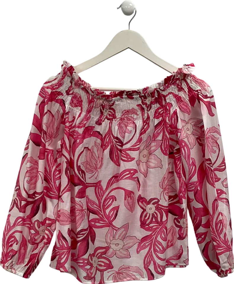 H&M Pink Off The Shoulder Floral Print Top UK S